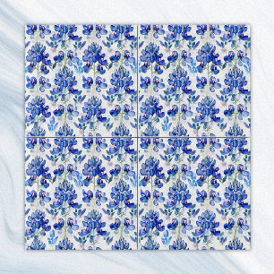 Texas Bluebonnet Patroon, Blauwe Bloemen Herhaling Tegeltje