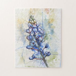 Texas Bluebonnet Waterverf Flower Puzzle Legpuzzel