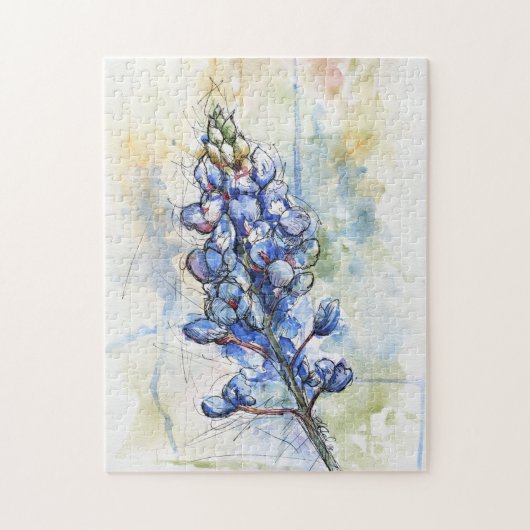 Texas Bluebonnet Waterverf Flower Puzzle Legpuzzel (Verticaal)