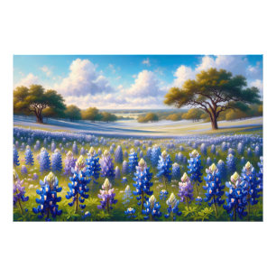 Texas Bluebonnet Weidelandschap Foto Afdruk