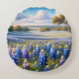 Texas Bluebonnet Weidelandschap Rond Kussen