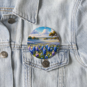 Texas Bluebonnet Weidelandschap Ronde Button 7,6 Cm