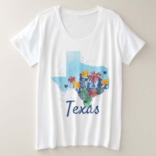 Texas Bluebonnet Wildbloemen Grote Maat T-shirt (Design voorkant)