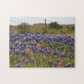 Texas Bluebonnets at Boerderij Country Fence Puzzl Legpuzzel (Horizontaal)