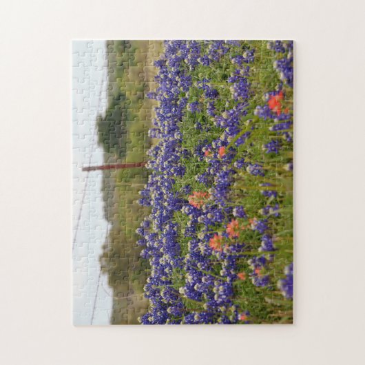 Texas Bluebonnets at Boerderij Country Fence Puzzl Legpuzzel (Verticaal)