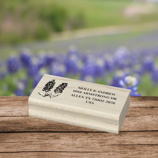 Texas Bluebonnets Bloemen Bruiloft Retouradres Rubberstempel