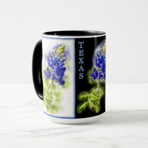 Texas Bluebonnets met zwart, mok