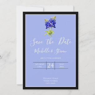 Texas Bluebonnets on Slate Blue Spring, Save Date Kaart