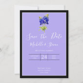 Texas Bluebonnets op Lavender Spring, sparen Datum Kaart (Voorkant)