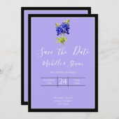 Texas Bluebonnets op Lavender Spring, sparen Datum Kaart (Voorkant / Achterkant)