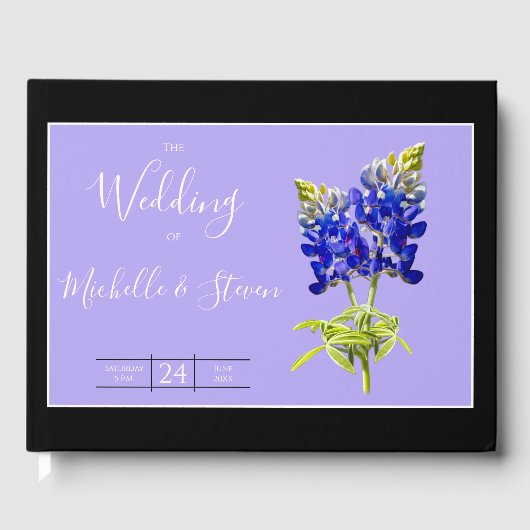 Texas Bluebonnets op Lavender, Spring Wedding Gastenboek (Voorkant)