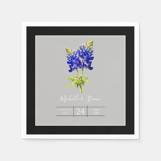 Texas Bluebonnets op Light Grey, Spring Wedding Servet (Voorkant)