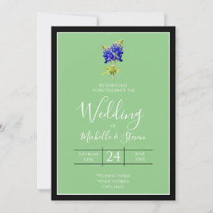Texas Bluebonnets op Sage, Spring Wedding Kaart