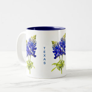 Texas Bluebonnets op witte mok met twee tonen