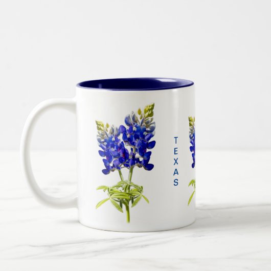 Texas Bluebonnets op witte Mok met tweetone koffie (Links)
