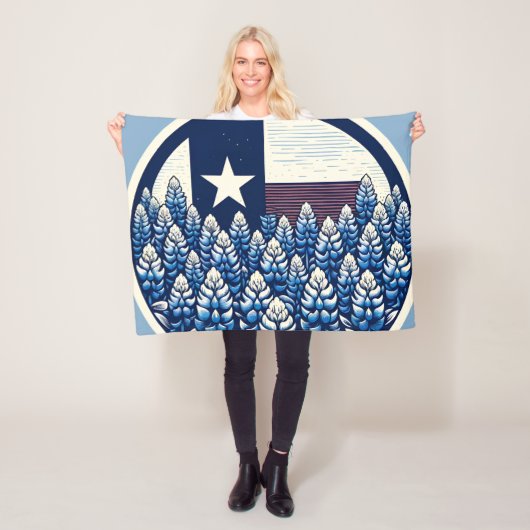Texas Bluebonnets State Flag Texan Pride Fleece Deken (In situ)