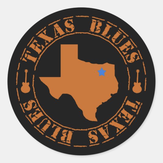Texas Blues Ronde Sticker (Voorkant)