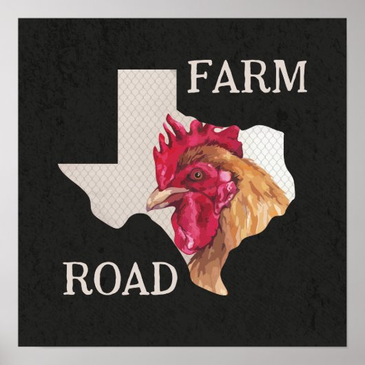 Texas Boerderij Road Chicken Poster (Voorkant)