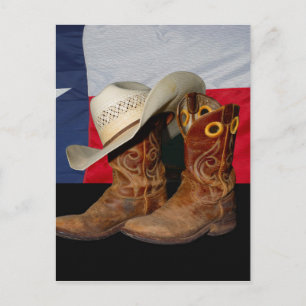 Texas Boots en Pet.jpg Briefkaart