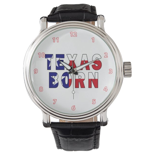 Texas Born Flag Horloge (Voorkant)