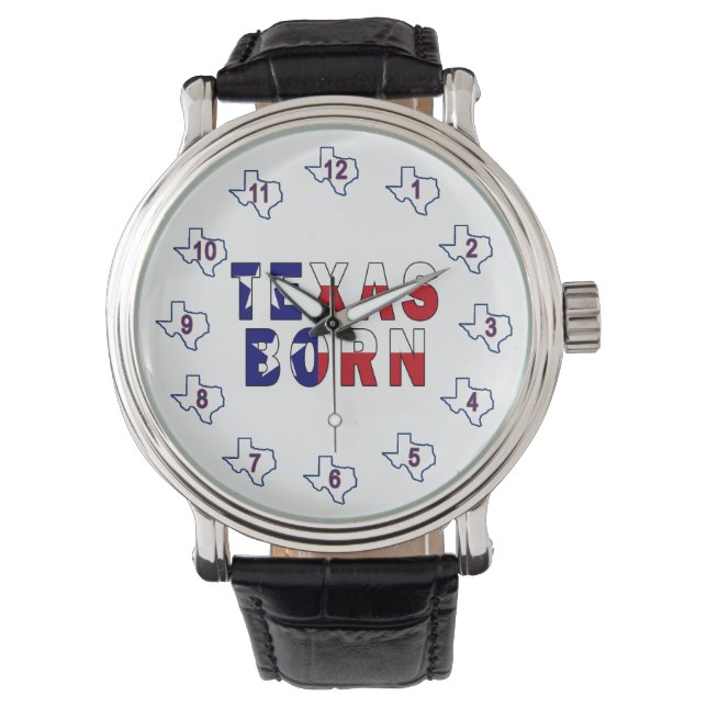 Texas Born Flag Horloge (Voorkant)