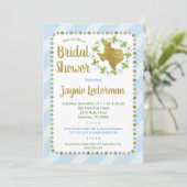 Texas Bridal Shower Invitation Blue Gold (Debout devant)