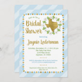 Texas Bridal Shower Invitation Blue Gold Kaart (Voorkant / Achterkant)