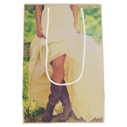 Texas Bride in Boots Medium Gift Bag Medium Cadeauzakje (Achterkant)