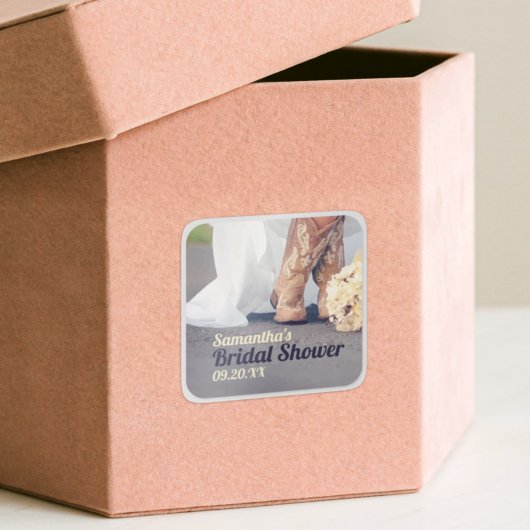 Texas Bride in het Vrijgezellenfeest Boots Vierkante Sticker