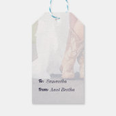 Texas Bruid in Laarzen Bruiloftsfeestje Cadeaulabel (Achterkant)