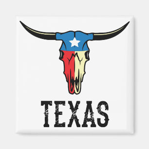 Texas Bull Longhorn schedel Texaanse vlag Magneet