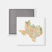 Texas Cactus Cacti Succulent Waterverf Kaart Magneet (Voorkant / Achterkant)