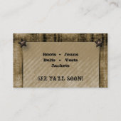 Texas Carte de visite Beige Denim Jean Star (Dos)