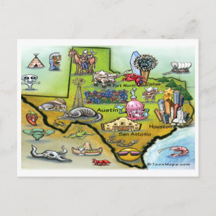 Texas Cartoon Map Briefkaart