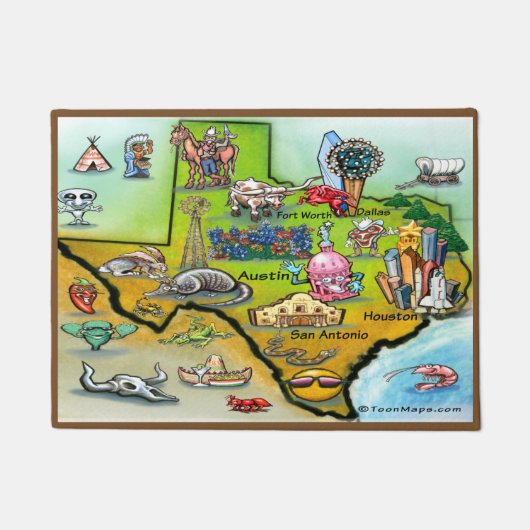 Texas Cartoon Map Deurmat (Voorkant)
