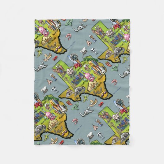 Texas Cartoon Map Fleece Deken (Voorkant)
