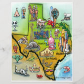 Texas Cartoon Map Flyer (Voorkant)