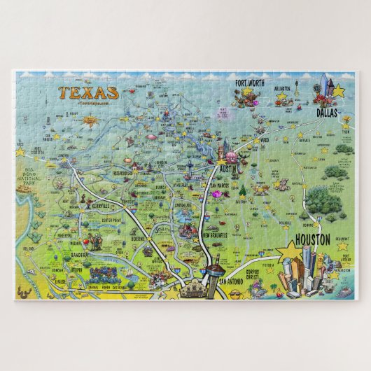 Texas Cartoon Map Legpuzzel (Horizontaal)