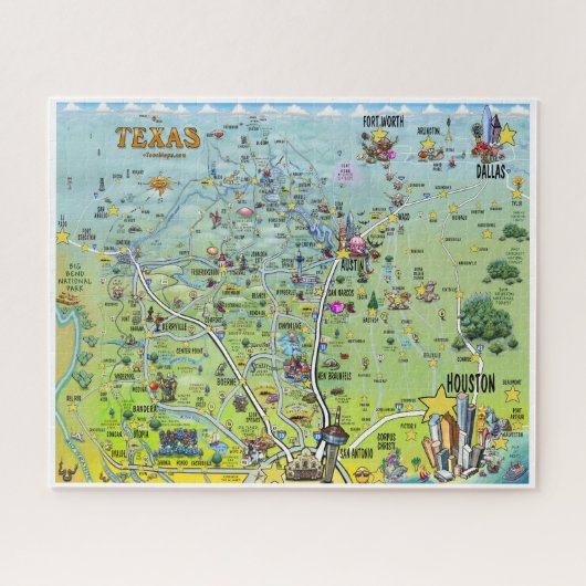 Texas Cartoon Map Legpuzzel (Horizontaal)
