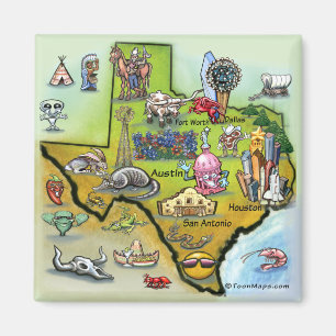 Texas Cartoon Map Magneet