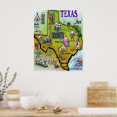 Texas Cartoon Map Poster (Keuken)