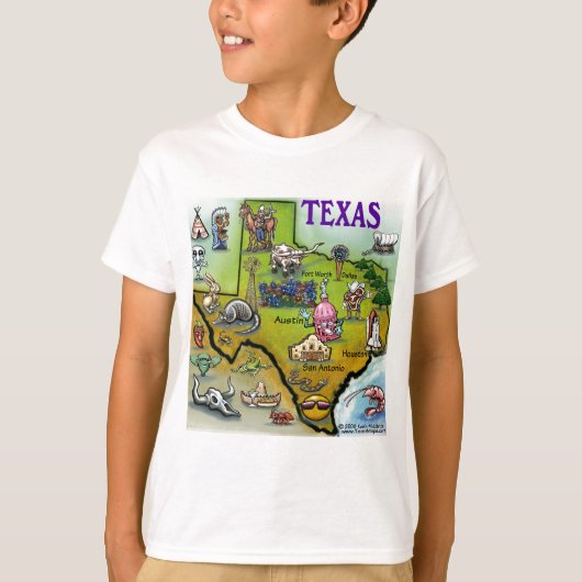 TEXAS Cartoon Map T-shirt (Voorkant)