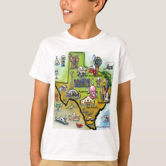 Texas Cartoon Map T-shirt (Voorkant)