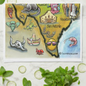 Texas Cartoon Map Theedoek (Gevouwen)