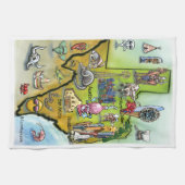 Texas Cartoon Map Theedoek (Horizontaal)