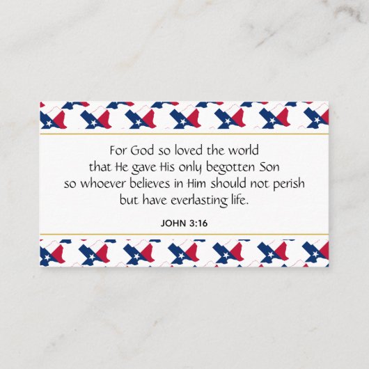 TEXAS | Christelijke Schrift | Johannes 3:16 Visitekaartje (Achterkant)