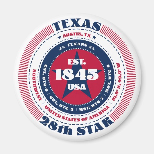 Texas Circle Typographie Souvenir Magnet (Devant)