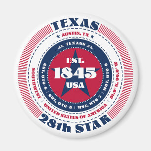 Texas Circle Typography Souvenir Magnet Magneet