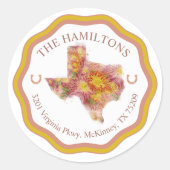 Texas Colorful Address Classic Round Sticker (Devant)