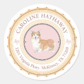 Texas Corgi Dog Adresse de retour Sticker rond (Devant)